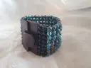 Pulsera 8 filas azul con cierre de madera