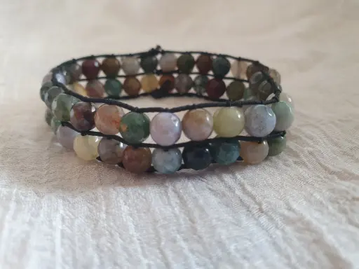 2-row bracelet in water green tones